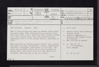 Sundrum Castle, NS42SW 2, Ordnance Survey index card, page number 1, Recto