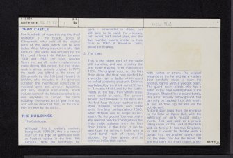 Kilmarnock, Dean Road, Dean Country Park, Dean Castle, NS43NW 4, Ordnance Survey index card, page number 1, Recto
