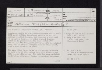 Caprington Castle, NS43NW 21, Ordnance Survey index card, page number 1, Recto