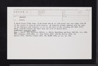 Craigie Castle, NS43SW 3, Ordnance Survey index card, page number 2, Recto