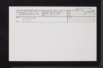Waterside, School, NS44SE 9, Ordnance Survey index card, Recto