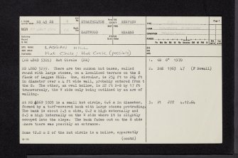 Laggen Hill, NS45SE 9, Ordnance Survey index card, page number 1, Recto