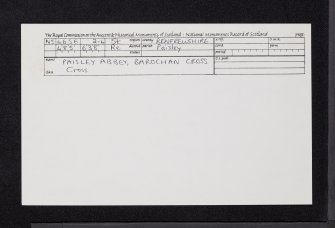 Paisley Abbey, Barochan Cross, NS46SE 2.4, Ordnance Survey index card, Recto