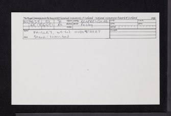 Paisley, 40-42 High Street, NS46SE 52, Ordnance Survey index card, Recto