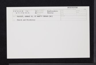 Paisley, 167 George St, St Mary's Roman Catholic Church, NS46SE 56, Ordnance Survey index card, Recto