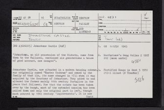 Johnstone Castle, NS46SW 16, Ordnance Survey index card, page number 1, Recto