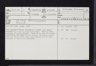 Wester Dumtiglennan, NS47SE 17, Ordnance Survey index card, page number 1, Recto