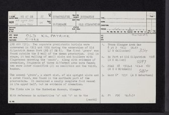 Old Kilpatrick, NS47SE 22, Ordnance Survey index card, page number 1, Recto