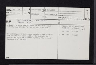 Clydebank, Carleith, NS47SE 32, Ordnance Survey index card, page number 1, Recto