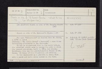 Kilmaronock Church, NS48NE 2, Ordnance Survey index card, page number 1, Recto