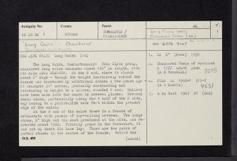 Dumbarton Muir, 'Lang Cairn', NS48SE 1, Ordnance Survey index card, page number 1, Recto