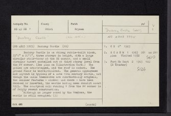 Duchray Castle, NS49NE 1, Ordnance Survey index card, page number 1, Recto