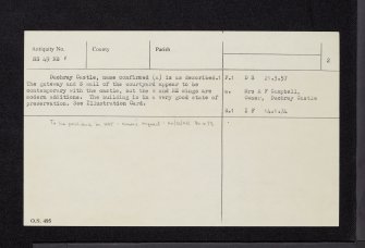 Duchray Castle, NS49NE 1, Ordnance Survey index card, page number 2, Recto