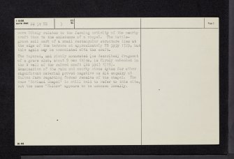 Borland Chapel, NS51NE 3, Ordnance Survey index card, page number 2, Verso