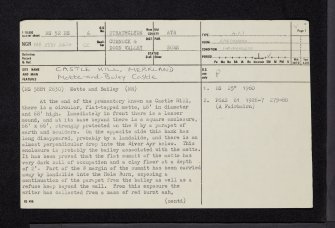 Castle Hill, Merkland, NS52NE 6, Ordnance Survey index card, page number 1, Recto