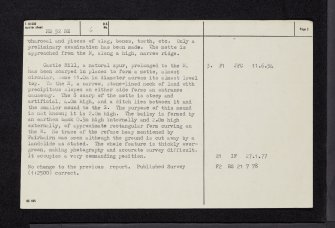 Castle Hill, Merkland, NS52NE 6, Ordnance Survey index card, page number 2, Verso