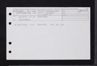 Sorn Old Bridge, NS52NW 8, Ordnance Survey index card, Recto