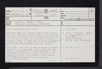 Darvel, Dagon Stone, NS53NE 12, Ordnance Survey index card, page number 1, Recto