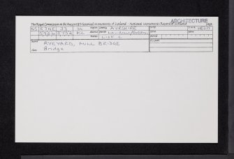 Ryeyard, Mill Bridge, NS53NE 33, Ordnance Survey index card, Recto