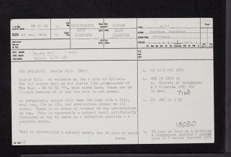 Castle Hill, NS55NE 15, Ordnance Survey index card, page number 1, Recto