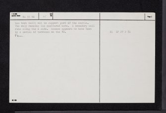 Castle Hill, NS55NE 15, Ordnance Survey index card, page number 2, Verso