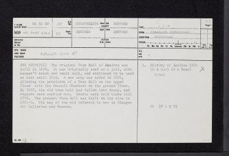 Renfrew, Town Hall, NS56NW 25, Ordnance Survey index card, page number 1, Recto