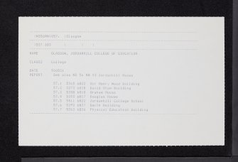 Glasgow, 76 Southbrae Drive, Jordanhill College Of Education, NS56NW 57, Ordnance Survey index card, Recto