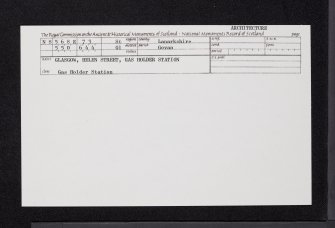 Glasgow, Helen Street, Gasworks, NS56SE 73, Ordnance Survey index card, Recto