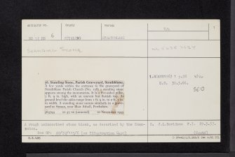 Strathblane, Parish Graveyard, NS57NE 6, Ordnance Survey index card, page number 1, Recto