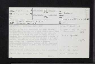 Craigmaddie Muir, Auld Wives' Lifts, NS57NE 25, Ordnance Survey index card, page number 1, Recto