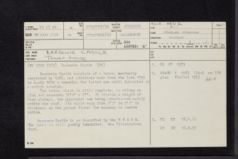 Bardowie Castle, NS57SE 6, Ordnance Survey index card, page number 1, Recto
