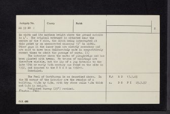 Peel Of Gartfarran, NS59NW 3, Ordnance Survey index card, page number 2, Verso