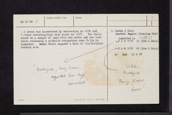 Buchlyvie, 'Fairy Knowe', NS59SE 3, Ordnance Survey index card, page number 2, Verso