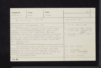 Old Auchentroig, NS59SW 2, Ordnance Survey index card, Recto