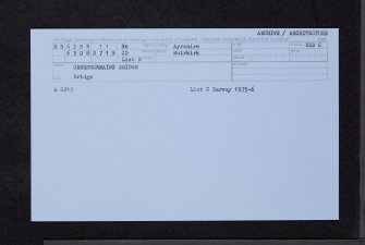 Greenockmains Bridge, NS62NW 11, Ordnance Survey index card, Recto