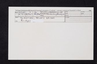Blantyre, Rotten Calder, Priory Bridge, NS65NE 7, Ordnance Survey index card, Recto