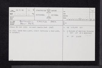 Bothwell Castle Park, NS65NE 30, Ordnance Survey index card, page number 1, Recto