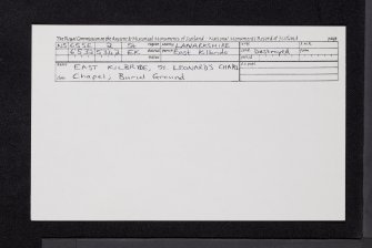 East Kilbride, St Leonard's Chapel, NS65SE 2, Ordnance Survey index card, Recto