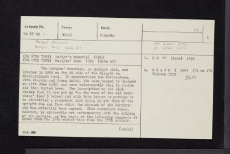 Milton Of Campsie, Martyr's Memorial And Martyr's Tomb, NS67NE 1, Ordnance Survey index card, page number 1, Recto