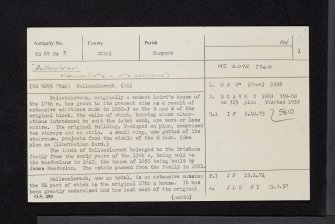 Campsie, Ballencleroch, Ballanreoch Castle, NS67NW 3, Ordnance Survey index card, page number 1, Recto