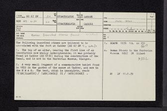 Cadder, NS67SW 20, Ordnance Survey index card, page number 1, Recto