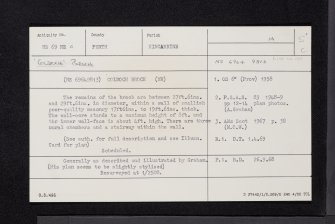 Coldoch Broch, NS69NE 6, Ordnance Survey index card, Recto