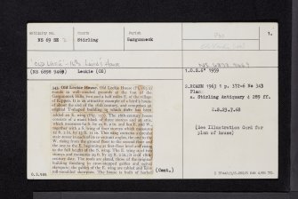 Old Leckie, NS69SE 2, Ordnance Survey index card, page number 1, Recto