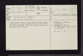 Kirkland Farm, NS71SW 6, Ordnance Survey index card, page number 1, Recto