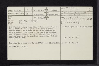 Cairn Kinney, NS72SE 3, Ordnance Survey index card, page number 1, Recto