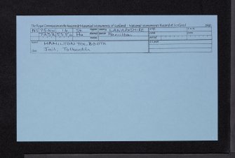 Hamilton, Muir Street, Tolbooth And Jail Tower, NS75NW 14, Ordnance Survey index card, Recto
