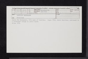 Hamilton, Hamilton Low Parks, Mausoleum, NS75NW 40, Ordnance Survey index card, Recto