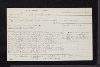 Dalzell House, NS75SE 1, Ordnance Survey index card, page number 1, Recto