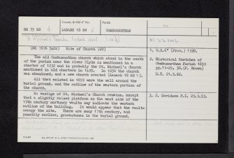 Cambusnethan, St Michael's Church And Graveyard, NS75SE 4, Ordnance Survey index card, Recto