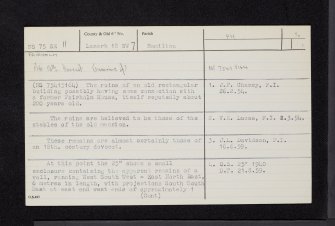 Fairholm, NS75SE 11, Ordnance Survey index card, page number 1, Recto